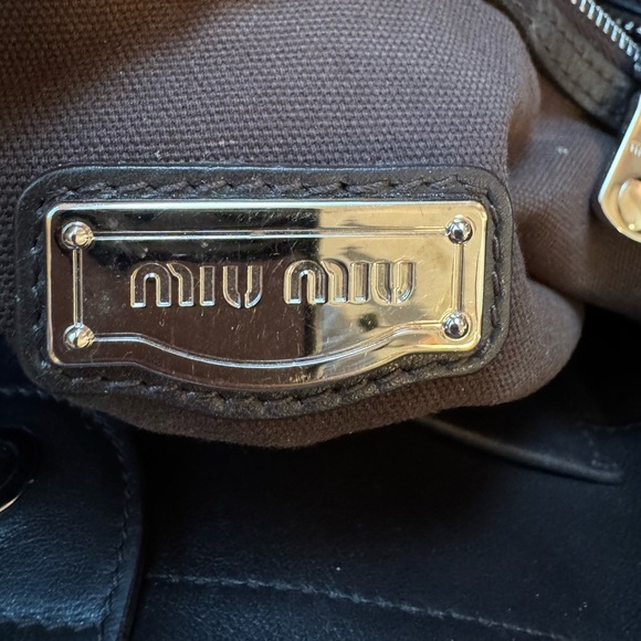 MIU MIU Vitello Soft Leather Shopping Tote Bag Brown VGUC - Picture 6 of 13